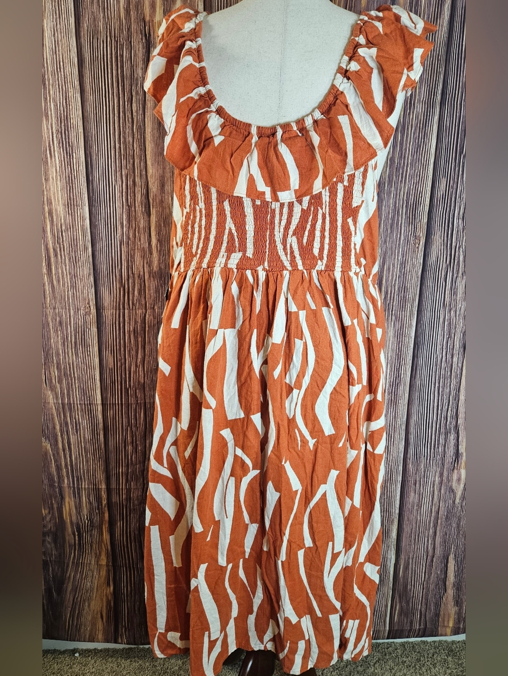 NWT Ava & Viv Linen Blend Ruffle Midi Dress Plus Size 2X - Picture 6 of 13